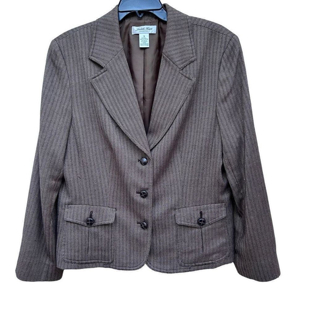 Judith Hart Collection Blazer Women's Size 16 Brown Long Sleeve Suit Jacket
